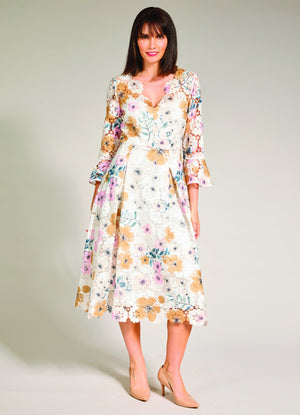 Night Flower Bell Sleeve Dress