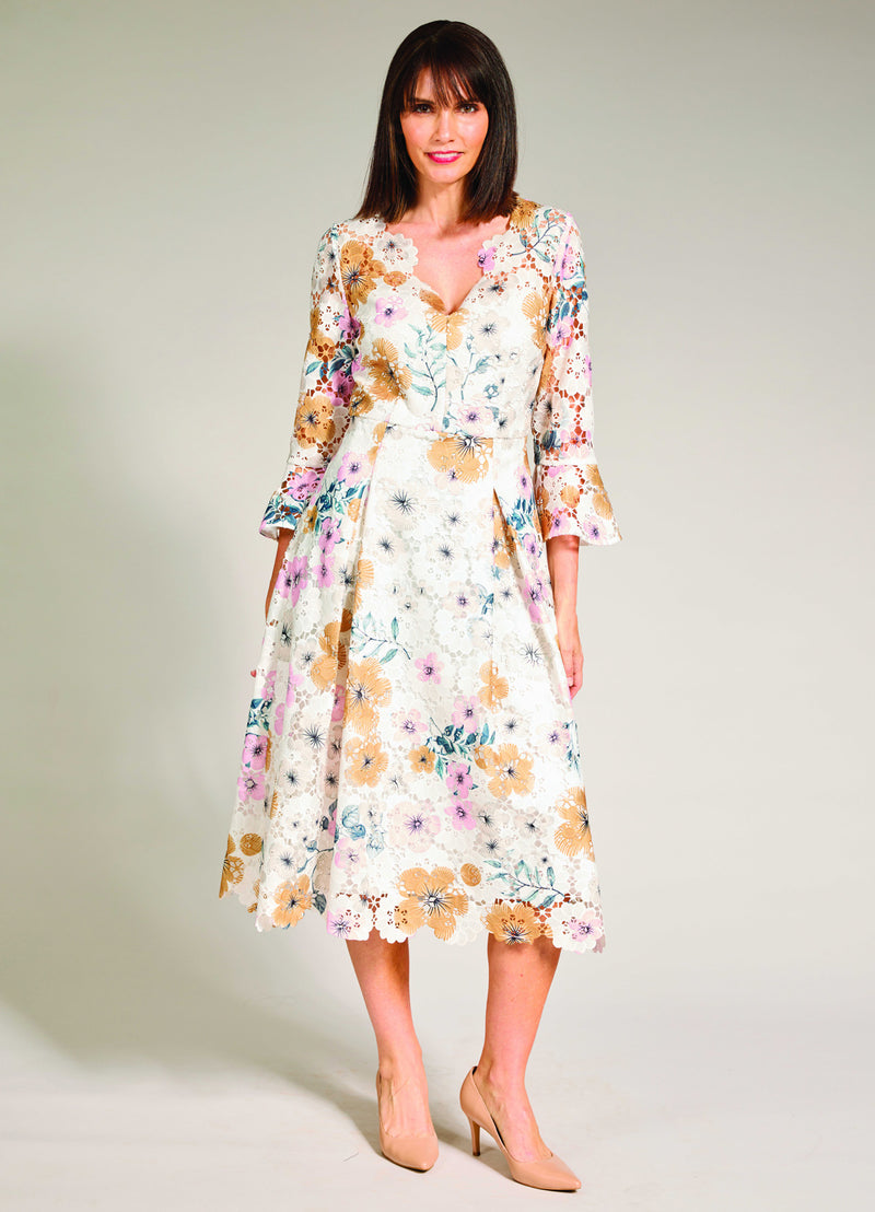 Night Flower Bell Sleeve Dress